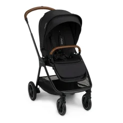 Compact kinderwagen Triv Next caviar/chocolat met verstelbaar stuur en chocolade lederlook