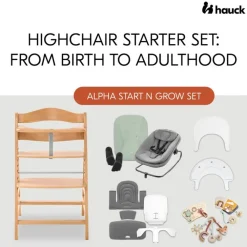 Complete set Hoge stoel meegroeiend Alpha Start N Grow Natuur/Dark Grey