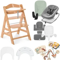 Complete set Hoge stoel meegroeiend Alpha Start N Grow Natuur/Dark Grey