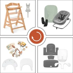 Complete set Hoge stoel meegroeiend Alpha Start N Grow Natuur/Dark Grey