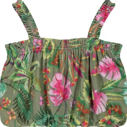 Crop top met bolvormig effect en tropische print voor meisjes