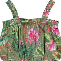 Crop top met bolvormig effect en tropische print voor meisjes