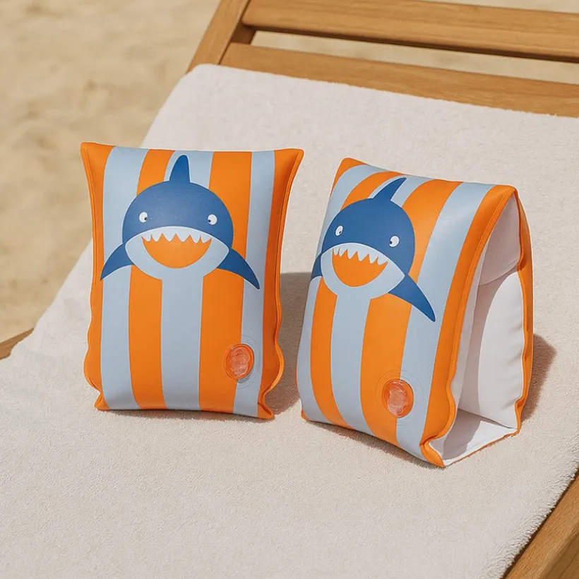 CUFF ESSENTIALS-SWIMMING ARMBANDS 2-6 YRS ORANGE BLUE SHARKS