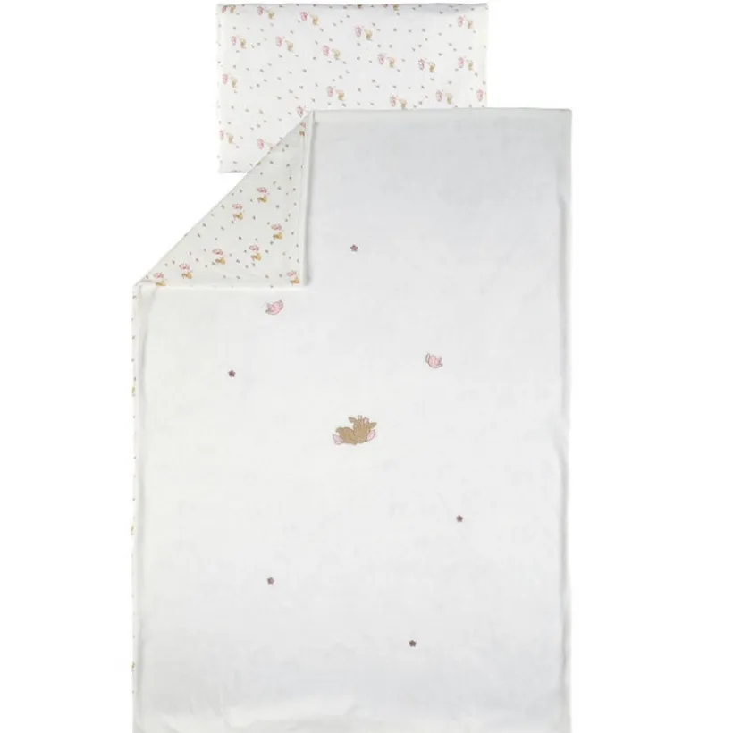 Dekbedovertrek 100x140 cm met kussensloop 40x60 cm - Velours - Fanfan - WIt