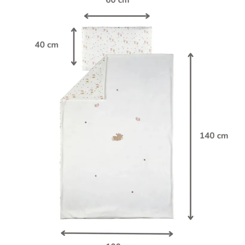 Dekbedovertrek 100x140 cm met kussensloop 40x60 cm - Velours - Fanfan - WIt