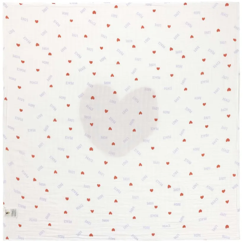 Deken heerlijk zacht Happy Rascals Hart 100x100cm