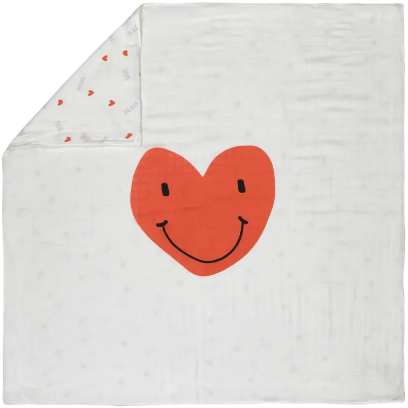 Deken heerlijk zacht Happy Rascals Hart 100x100cm