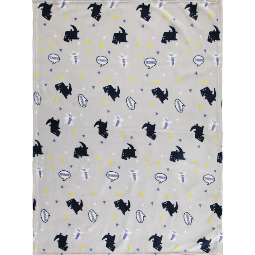 Deken in sherpa met dinosaurussenprint