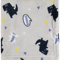 Deken in sherpa met dinosaurussenprint