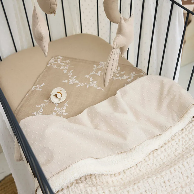 Deken Waffle Teddy 100x150cm Nature