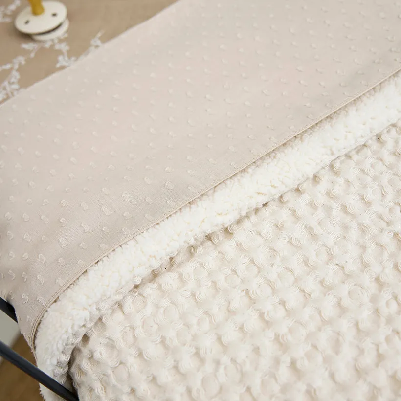 Deken Waffle Teddy 100x150cm Nature