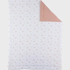 Deken wieg 75x100 mousseline bio Roze & Wit Vintage Flowers
