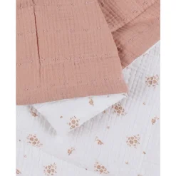 Deken wieg 75x100 mousseline bio Roze & Wit Vintage Flowers