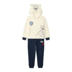 2-delig Chase Pat'Patrouille joggingpak jongens met sherpa sweatshirt en fleece joggingbroek donkerblauw écru sweatshirtkap met 3D oren en borduursels