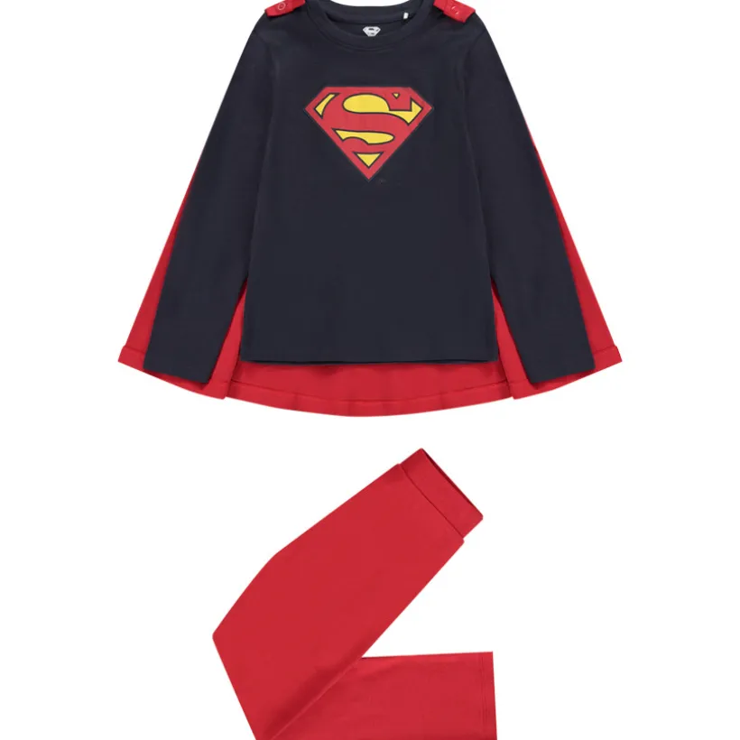 2-delige pyjama in jersey met Superman Warner-print en cape jongens