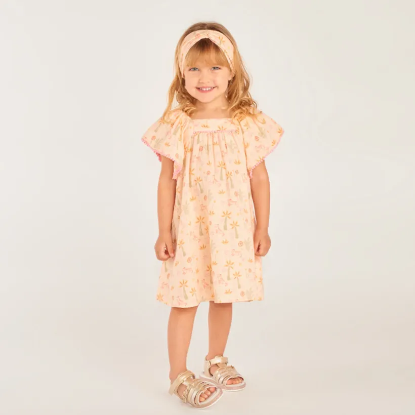 2-delige set met jurk + hoofdband met fantasieprint voor babymeisje