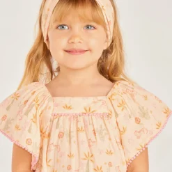 2-delige set met jurk + hoofdband met fantasieprint voor babymeisje