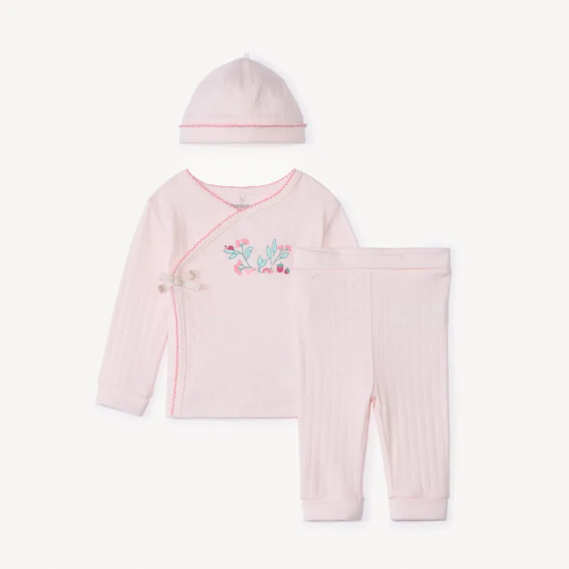 3-delig evoluerend setje in pointe d'esprit voor meisjesbaby's