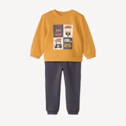 2-delig fleece joggingpak met print voor babyjongens