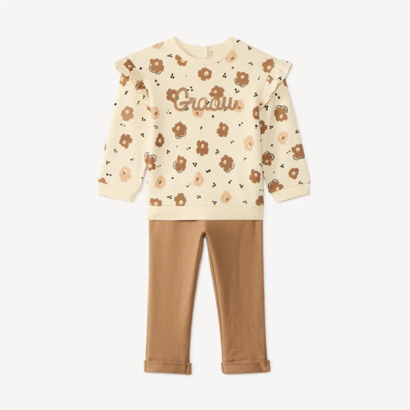 2-delig joggingpak met bloemenprint voor babymeisje