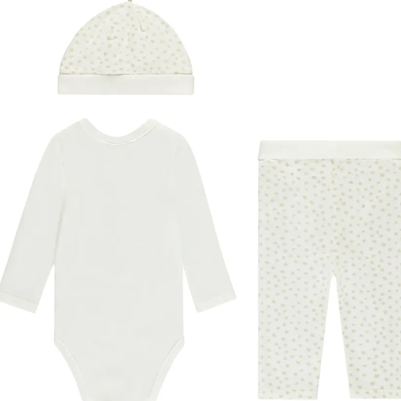 3-delig lang babyset 2025 met gevlekte print