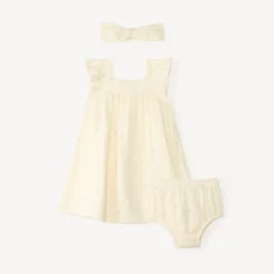 3-delig set: jurk + bloomer + hoofdband van katoen gaas voor babymeisjes