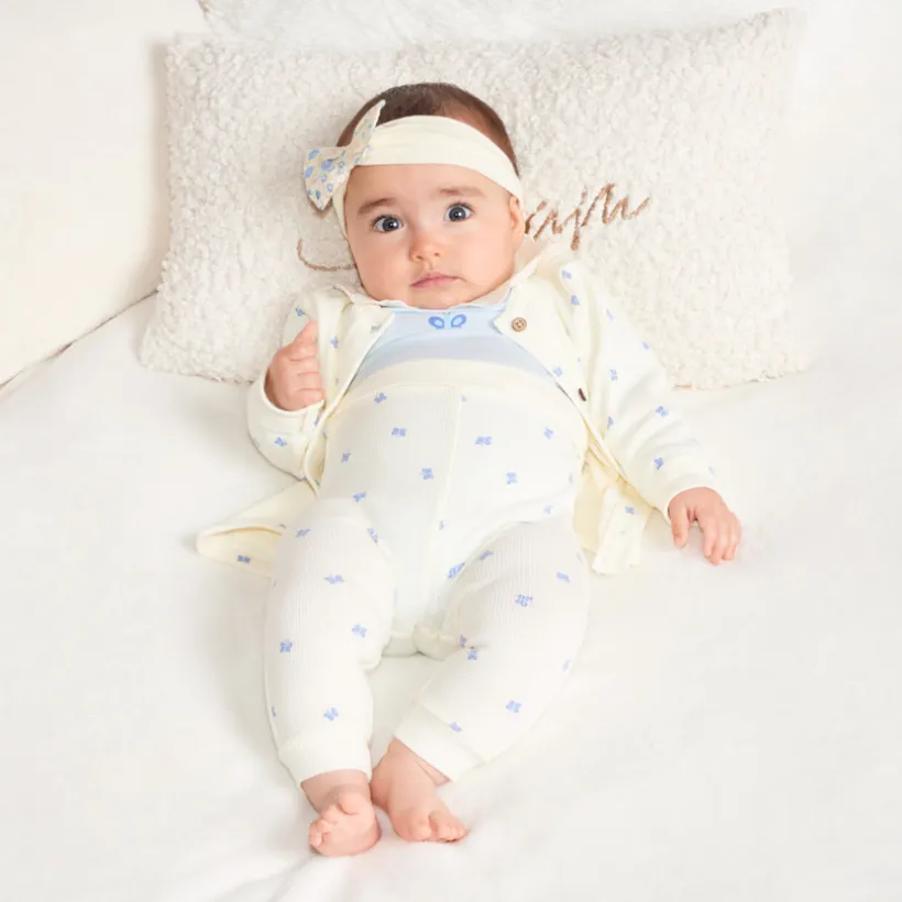 3-delig set met collerette rompertje + vest + broek met vlinderprint voor babymeisjes