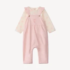 2-delig set met geborduurde tuinbroek voor babymeisje