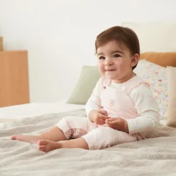 2-delig set met geborduurde tuinbroek voor babymeisje