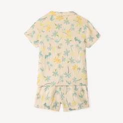 2-delig set met korte mouwen overhemd + bermuda met tropische prints voor babyjongen
