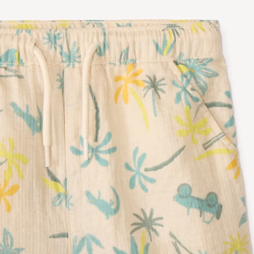 2-delig set met korte mouwen overhemd + bermuda met tropische prints voor babyjongen
