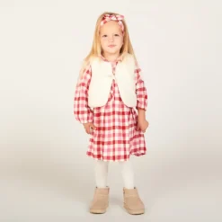 3-delig vichy geruite set voor babymeisjes