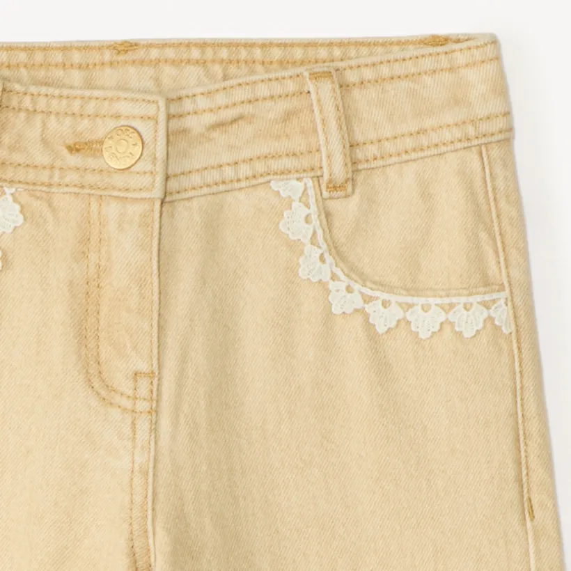 Denim broek met leuke zakken meisjes