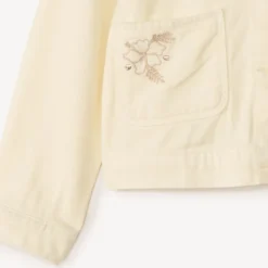 Denim jasje met lange mouwen en geborduurd meisjes