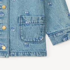 Denim jasje met lange mouwen en bloemenborduring voor babymeisjes