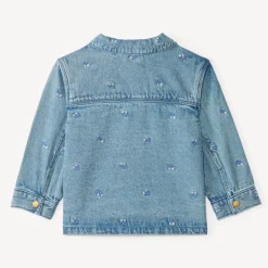 Denim jasje met lange mouwen en bloemenborduring voor babymeisjes
