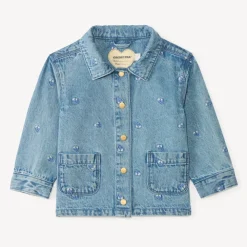 Denim jasje met lange mouwen en bloemenborduring voor babymeisjes