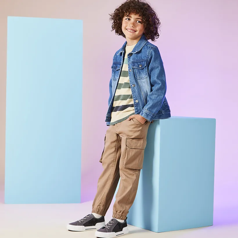 Denimjas met gewassen stone-effect jongens