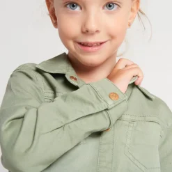 Denimjurk met lange mouwen, effen, met hemdkraag meisjes