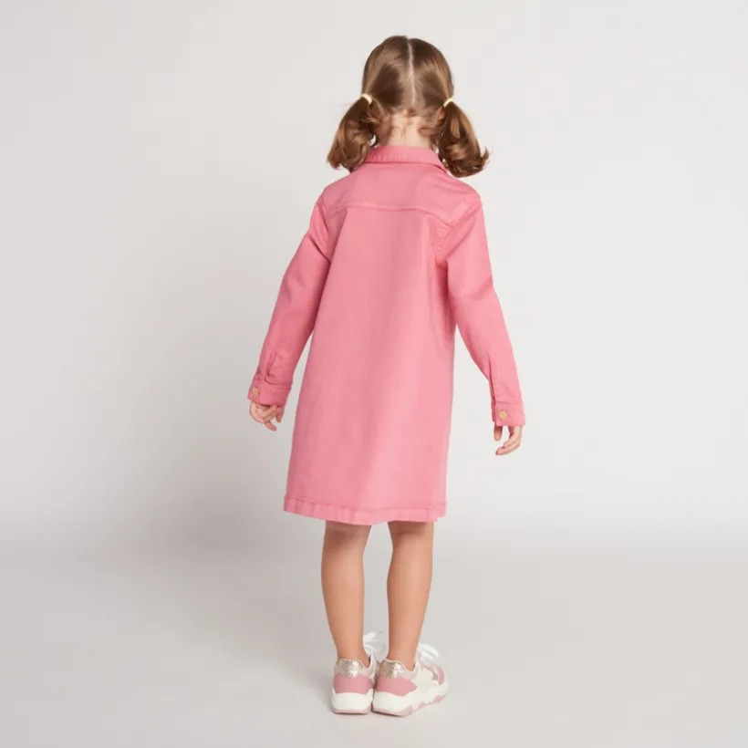 Denimjurk met lange mouwen, effen, met hemdkraag meisjes