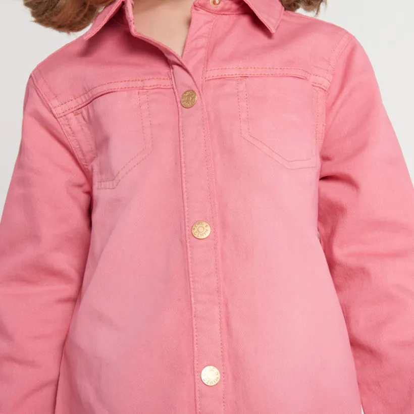 Denimjurk met lange mouwen, effen, met hemdkraag meisjes