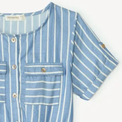 Denim playsuit met witte strepen meisjes