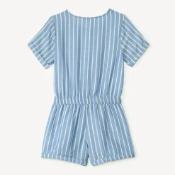 Denim playsuit met witte strepen meisjes