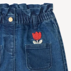 Denim rok met tulpenborduring voor babymeisjes