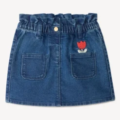 Denim rok met tulpenborduring voor babymeisjes