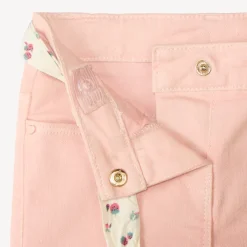 Denim short met fruitborduursel + strikceintuur voor babymeisjes