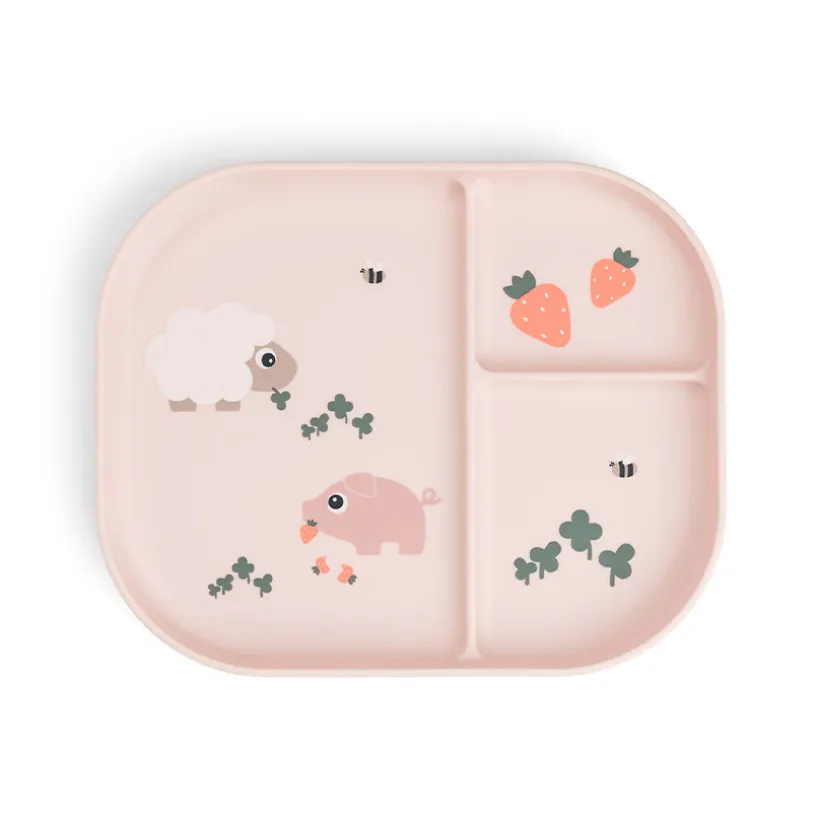 Diep bord met vakken Tiny Farm roze