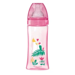 Dodie Initiation+ antikrampjeszuigfles 330 ml, ronde speen met 3 snelheden, roze Danseuse