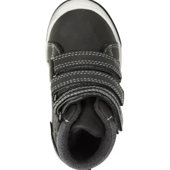 Donkergrijze laarsjes met drie velcro's voor baby jongen