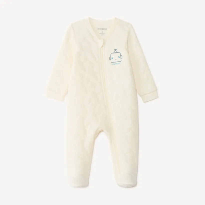 Donsbieden met rits voor babyjongens, gewatteerd met sterpatronen.